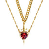 1 Gold Necklace With Sword & 1 Gold Necklace With Red Heart