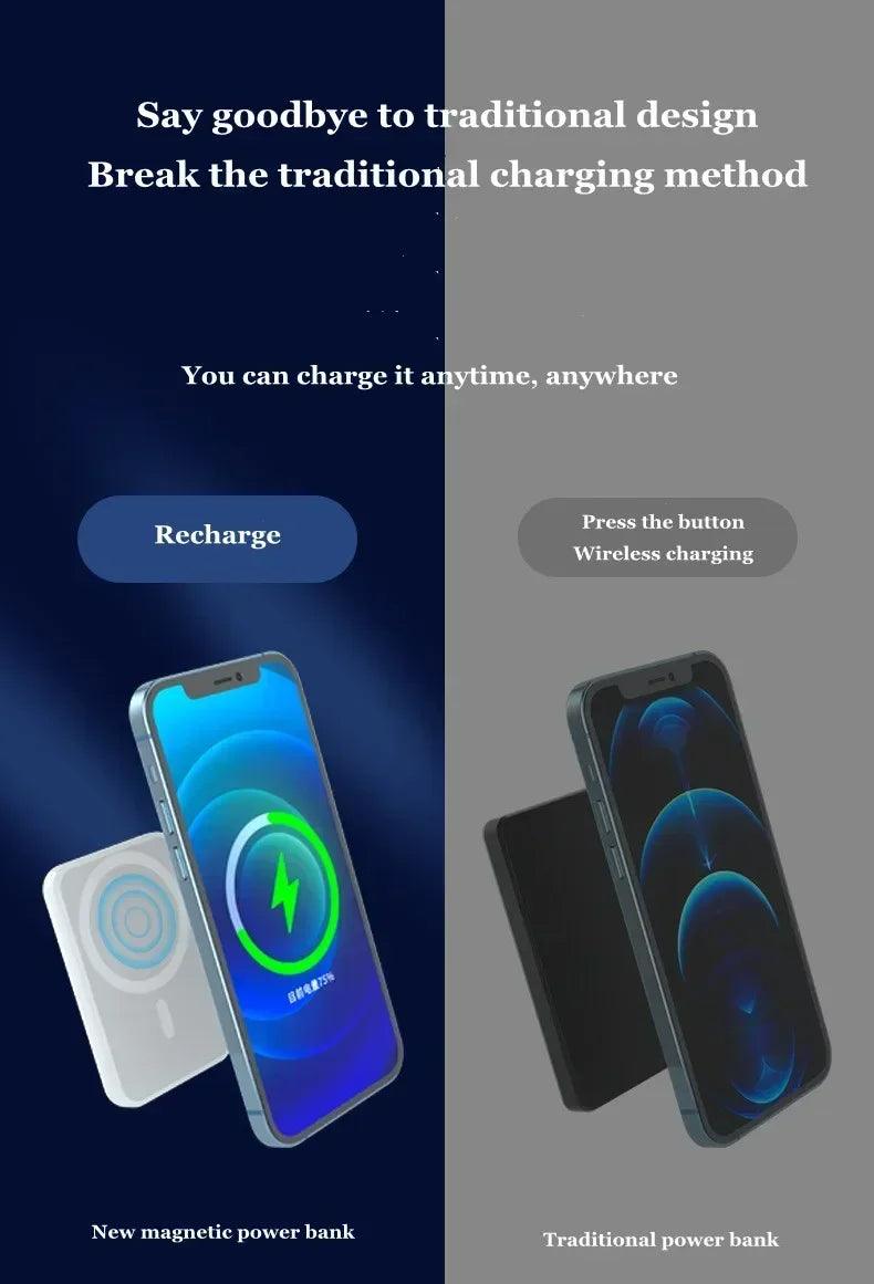 Magnetic Wireless Power Bank External Portable Battery Pack For iphone 11 13 12 14 15 Pro Max Mini Powerbank Moblie Phone Case - Shopylife -