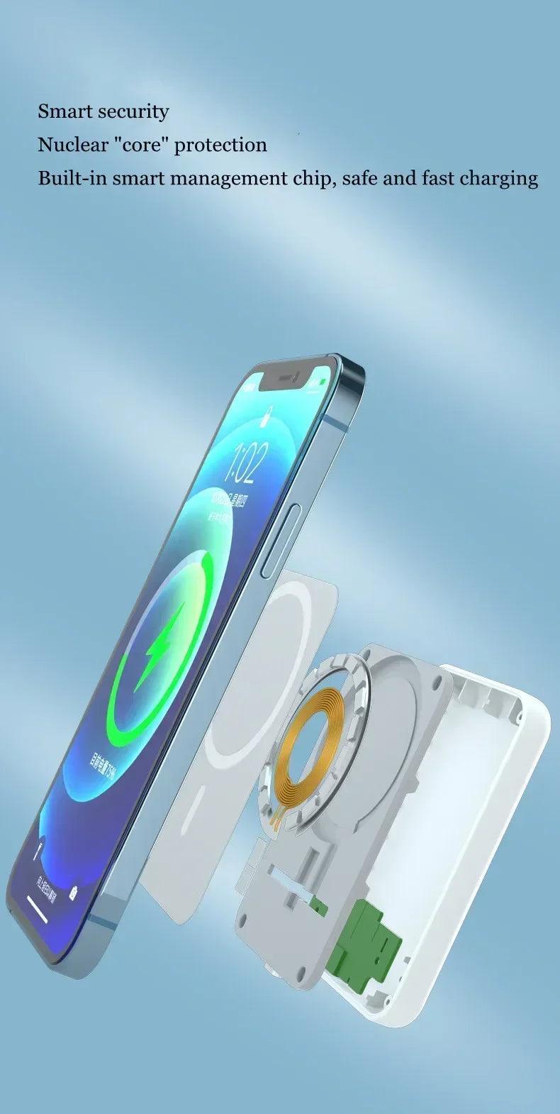 Magnetic Wireless Power Bank External Portable Battery Pack For iphone 11 13 12 14 15 Pro Max Mini Powerbank Moblie Phone Case - Shopylife -