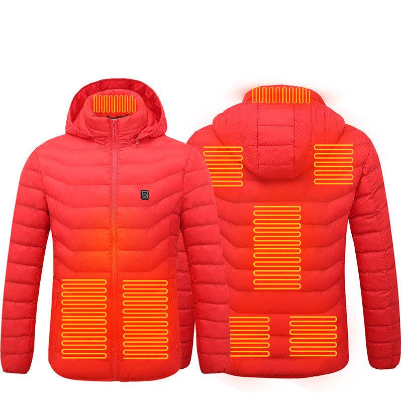Men Heated Puffer Jacket Electric Heating Coat Insulated Hood Windbreaker 9Heat Zones - Shopylife -