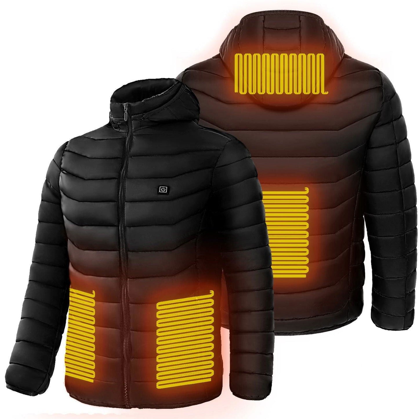 Men Heated Puffer Jacket Electric Heating Coat Insulated Hood Windbreaker 9Heat Zones - Shopylife -