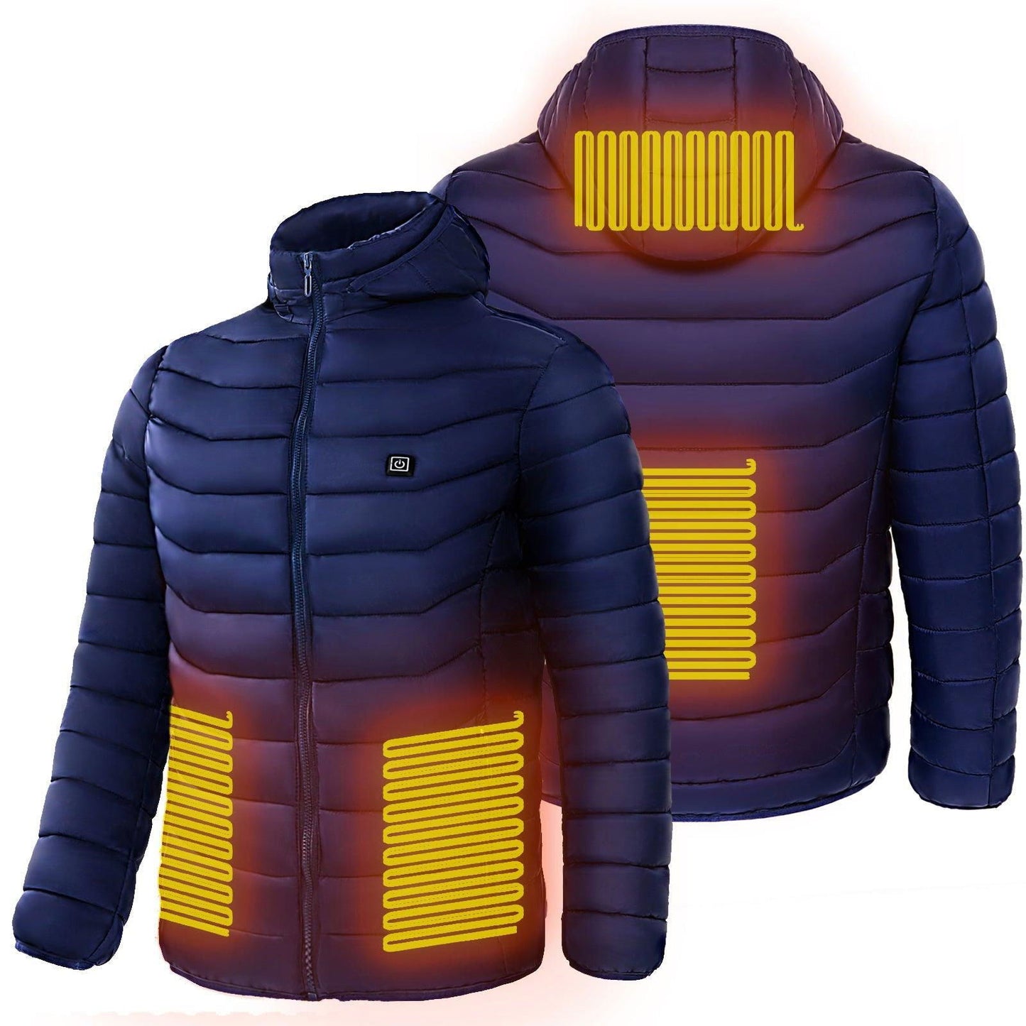 Men Heated Puffer Jacket Electric Heating Coat Insulated Hood Windbreaker 9Heat Zones - Shopylife -