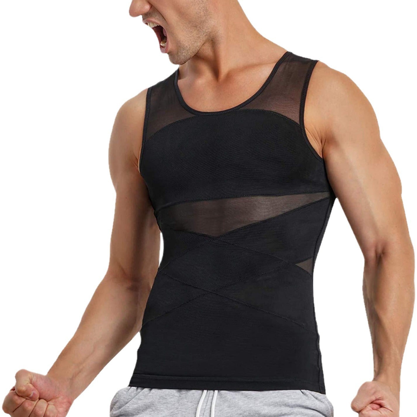 Fashion Personality Men's Breathable Mesh Tight Vest