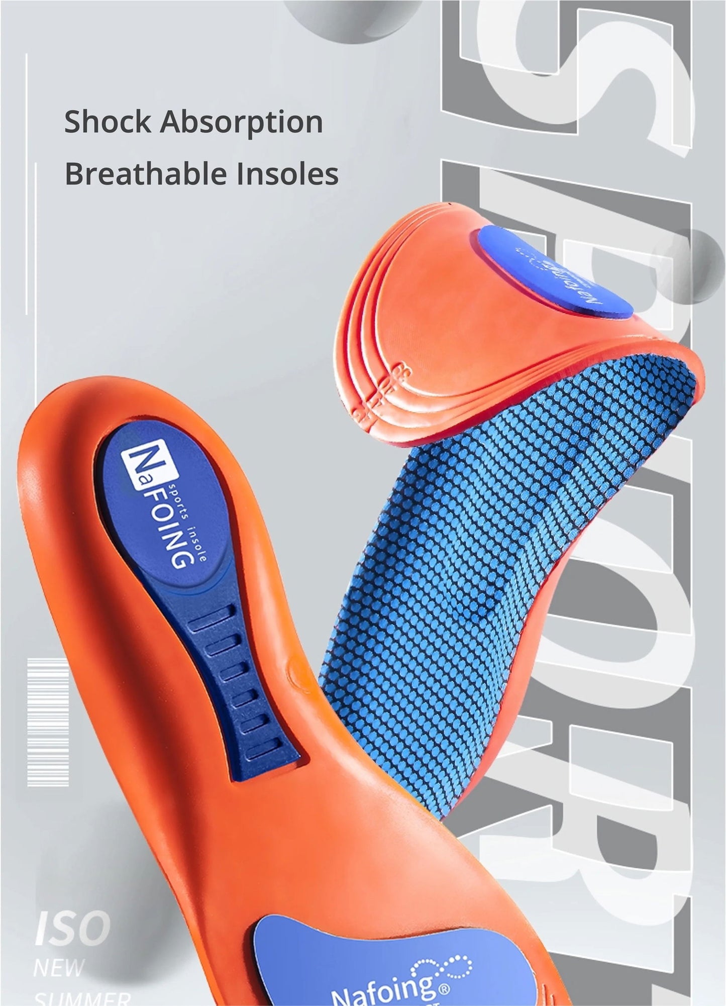 Orthopedic Sports Elasticity Insoles For Shoes Sole Unisex Technology Shock Absorption Breathable Running Insoles - Shopylife