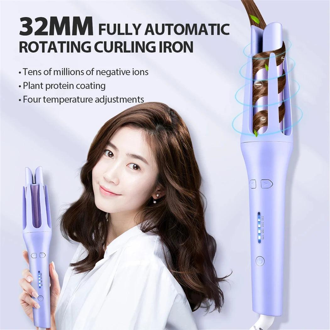 Tinsol 2 in 1 Automatic Hair Curler 32MM Auto Rotating Ceramic Hair Roller Professional Curling Iron Curling Wand Hair Waver - Shopylife