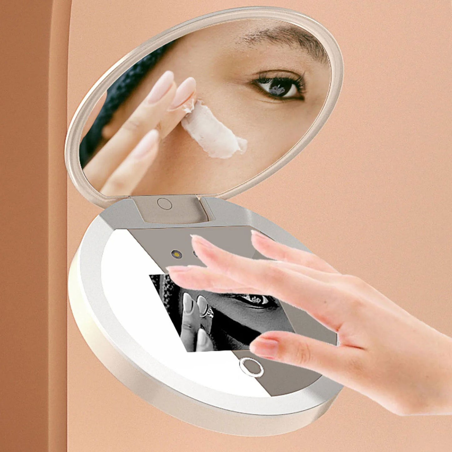 UV Mirror Sunscreen Testing Camera with Light 2X Magnification Travel Makeup 3.5in Pocket Size L - Shopylife