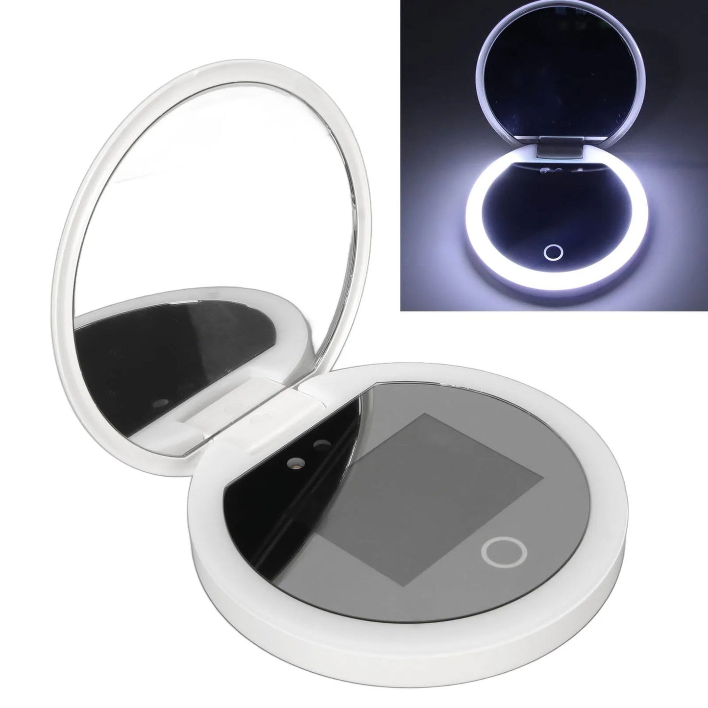 UV Mirror Sunscreen Testing Camera with Light 2X Magnification Travel Makeup 3.5in Pocket Size L - Shopylife