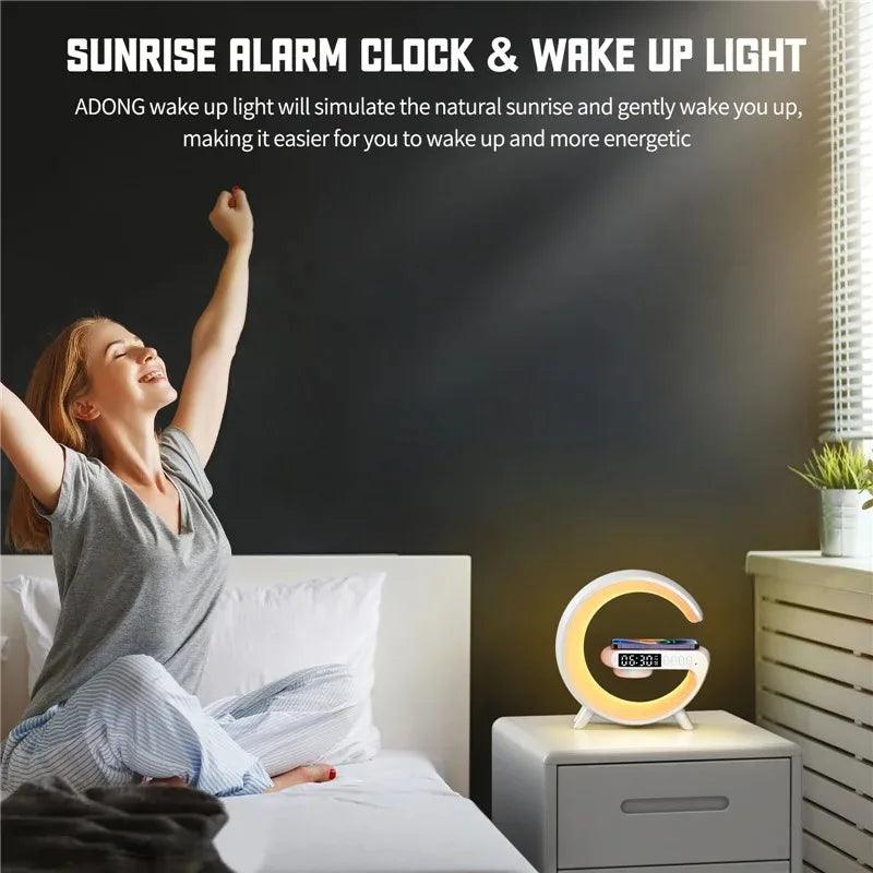 Wireless Charger Pad Stand Speaker TF Card RGB Night Light Lamp Alarm Clock Fast Charging Station Dock for iPhone Samsung Xiaomi - Shopylife