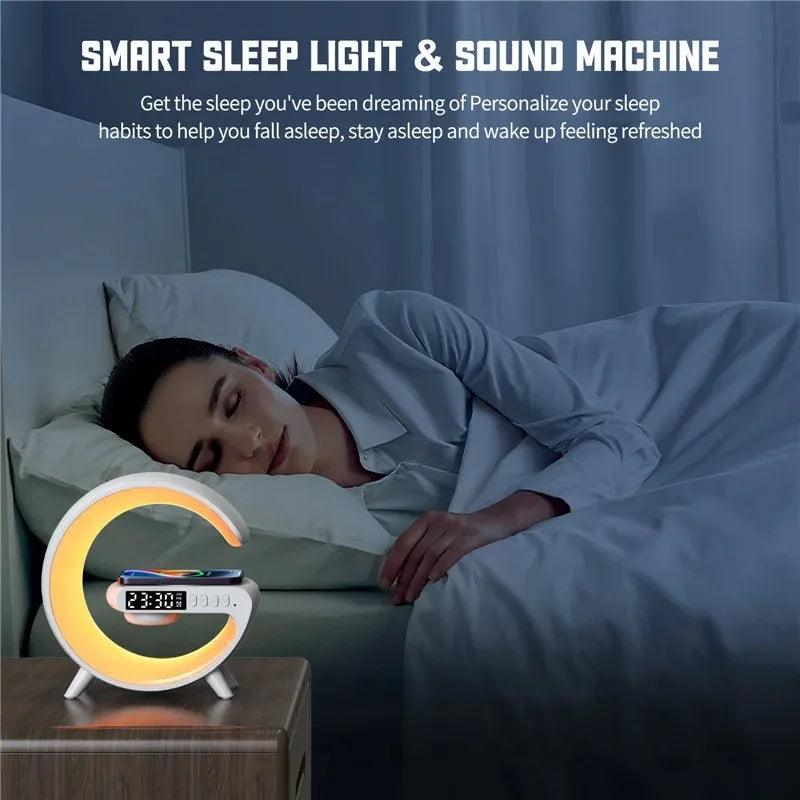 Wireless Charger Pad Stand Speaker TF Card RGB Night Light Lamp Alarm Clock Fast Charging Station Dock for iPhone Samsung Xiaomi - Shopylife