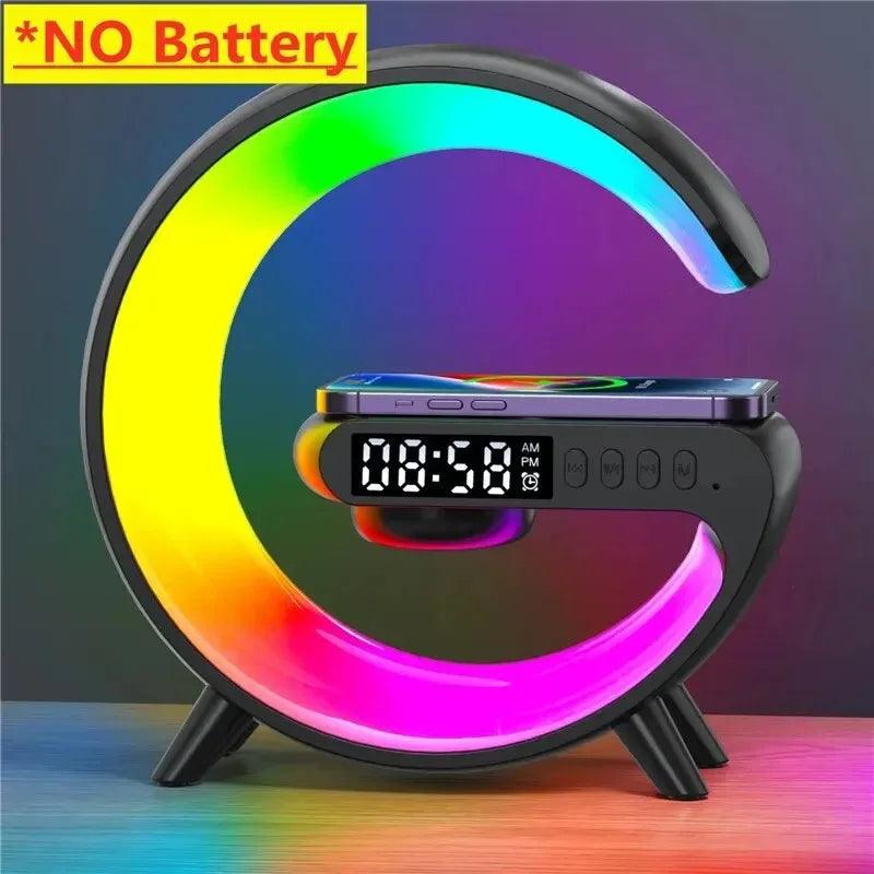Wireless Charger Pad Stand Speaker TF Card RGB Night Light Lamp Alarm Clock Fast Charging Station Dock for iPhone Samsung Xiaomi - Shopylife