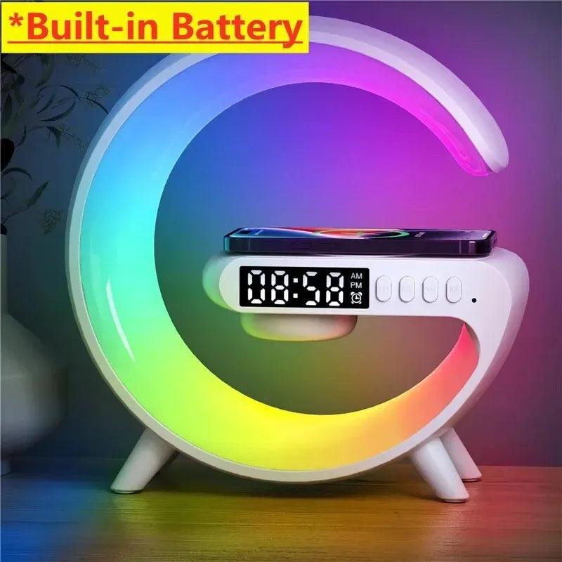 Wireless Charger Pad Stand Speaker TF Card RGB Night Light Lamp Alarm Clock Fast Charging Station Dock for iPhone Samsung Xiaomi - Shopylife