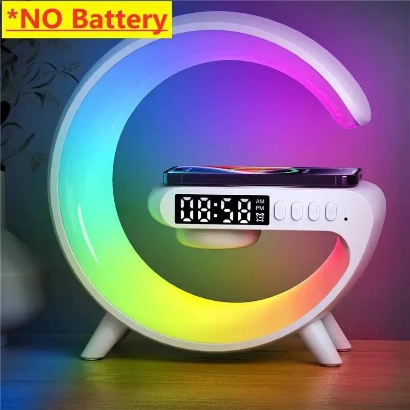 Wireless Charger Pad Stand Speaker TF Card RGB Night Light Lamp Alarm Clock Fast Charging Station Dock for iPhone Samsung Xiaomi - Shopylife