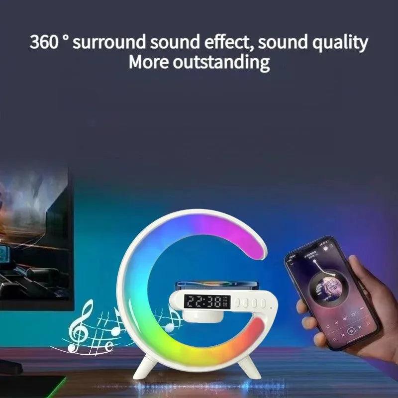 Wireless Charger Pad Stand Speaker TF Card RGB Night Light Lamp Alarm Clock Fast Charging Station Dock for iPhone Samsung Xiaomi - Shopylife