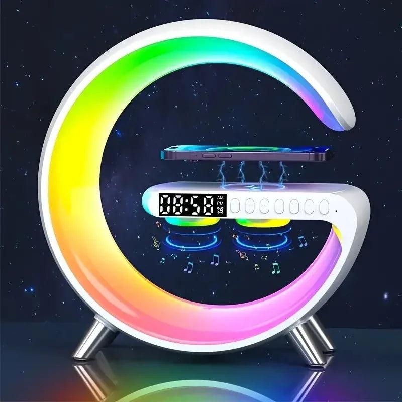 Wireless Charger Pad Stand Speaker TF Card RGB Night Light Lamp Alarm Clock Fast Charging Station Dock for iPhone Samsung Xiaomi - Shopylife