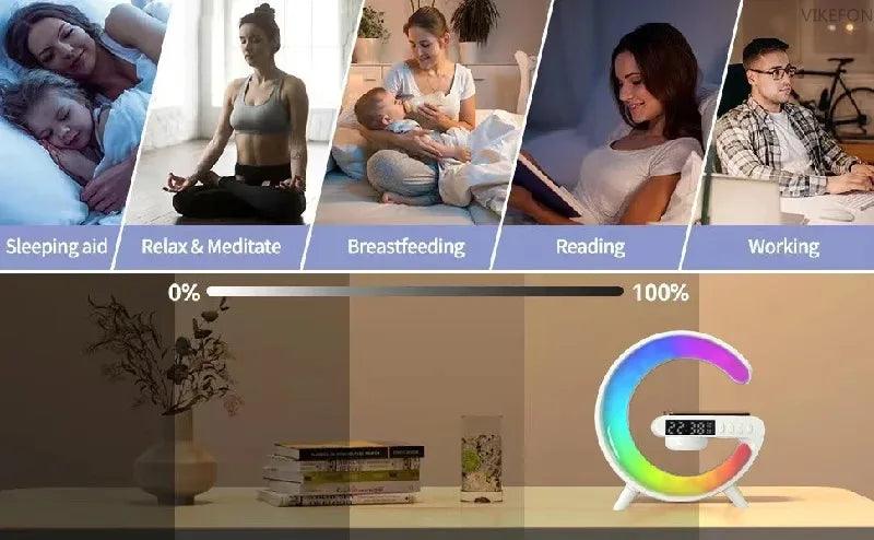 Wireless Charger Pad Stand Speaker TF Card RGB Night Light Lamp Alarm Clock Fast Charging Station Dock for iPhone Samsung Xiaomi - Shopylife