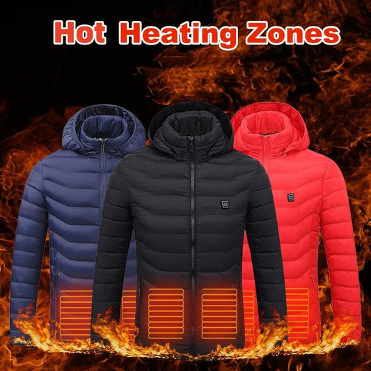 Men Heated Puffer Jacket Electric Heating Coat Insulated Hood Windbreaker 9Heat Zones - Shopylife -   