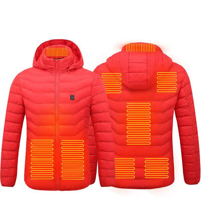 Men Heated Puffer Jacket Electric Heating Coat Insulated Hood Windbreaker 9Heat Zones - Shopylife -   