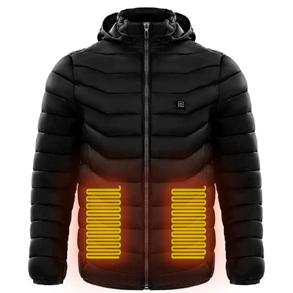 Men Heated Puffer Jacket Electric Heating Coat Insulated Hood Windbreaker 9Heat Zones - Shopylife -   