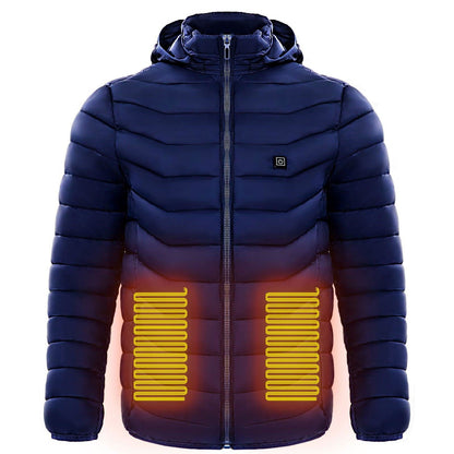Men Heated Puffer Jacket Electric Heating Coat Insulated Hood Windbreaker 9Heat Zones - Shopylife -   