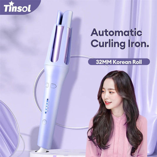 Tinsol 2 in 1 Automatic Hair Curler 32MM Auto Rotating Ceramic Hair Roller Professional Curling Iron Curling Wand Hair Waver - Shopylife