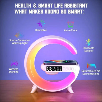 Wireless Charger Pad Stand Speaker TF Card RGB Night Light Lamp Alarm Clock Fast Charging Station Dock for iPhone Samsung Xiaomi - Shopylife