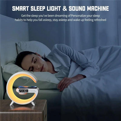 Wireless Charger Pad Stand Speaker TF Card RGB Night Light Lamp Alarm Clock Fast Charging Station Dock for iPhone Samsung Xiaomi - Shopylife