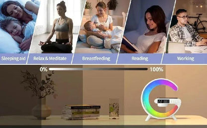 Wireless Charger Pad Stand Speaker TF Card RGB Night Light Lamp Alarm Clock Fast Charging Station Dock for iPhone Samsung Xiaomi - Shopylife